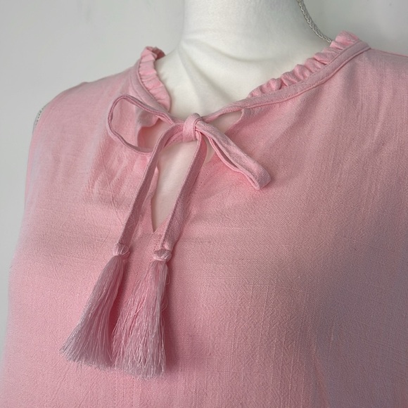 JoFit Pink Ruffle Popover Linen Blend Sleeveless Top. Size XXL. NWT. - Picture 4 of 12